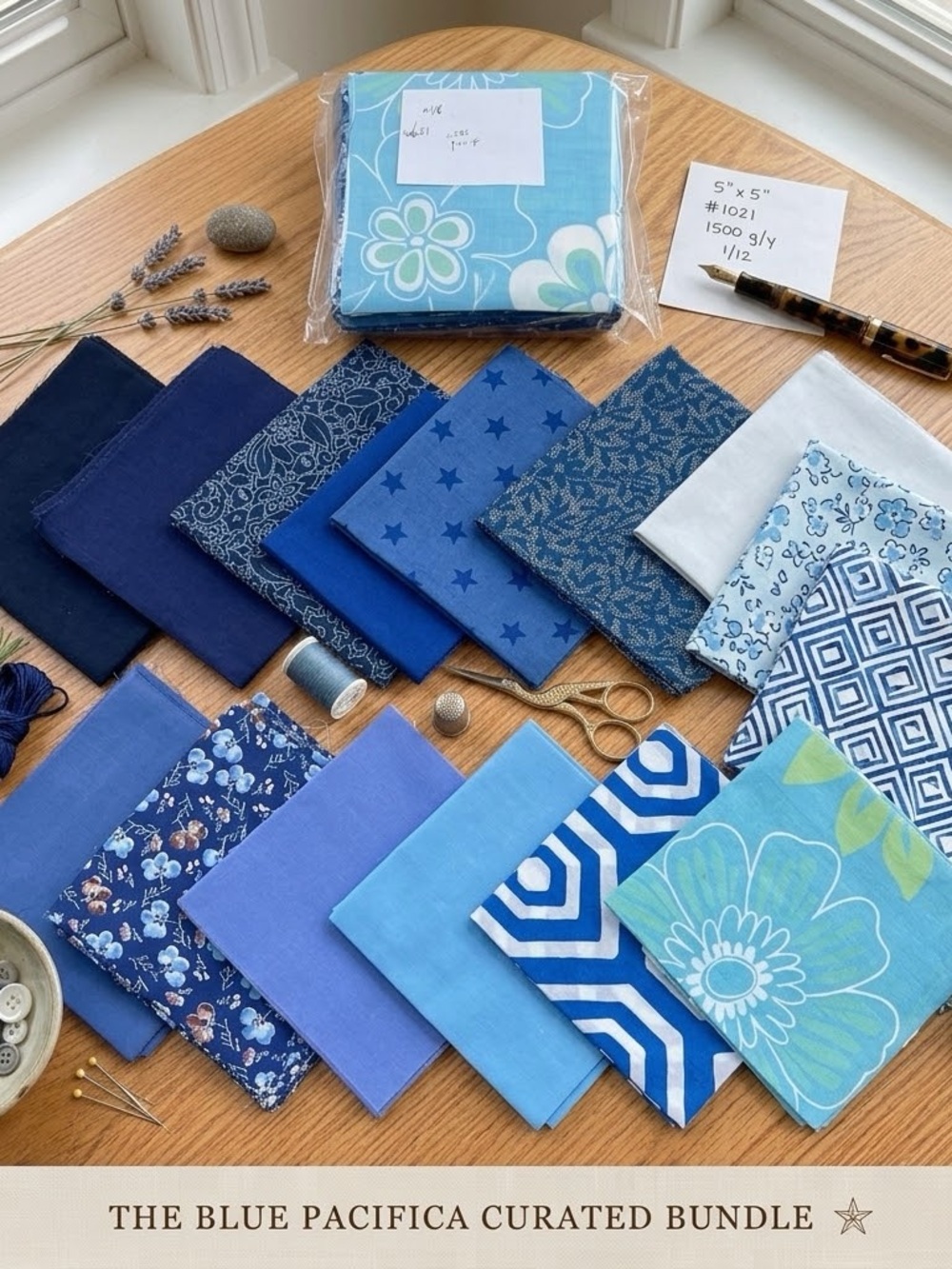 Starry Indigo pre charm pack 5" squares fabric quilt scrap cotton 150pcs